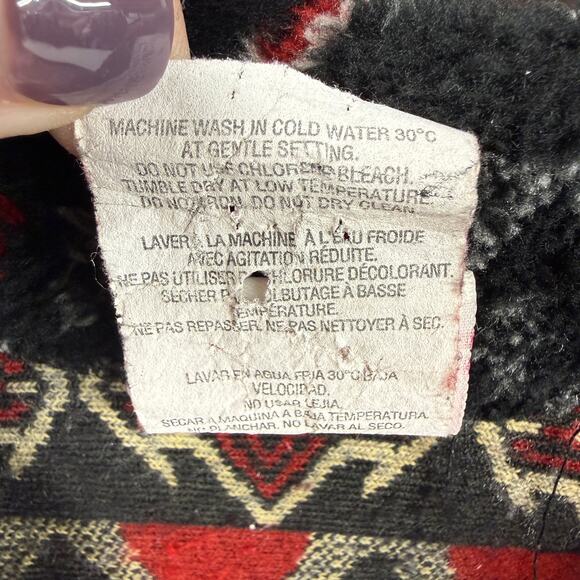 VTG 90s Milton Funwear Size S Jacket Deep Pile Fleece AOP Indian Native Fleece - Picture 5 of 12